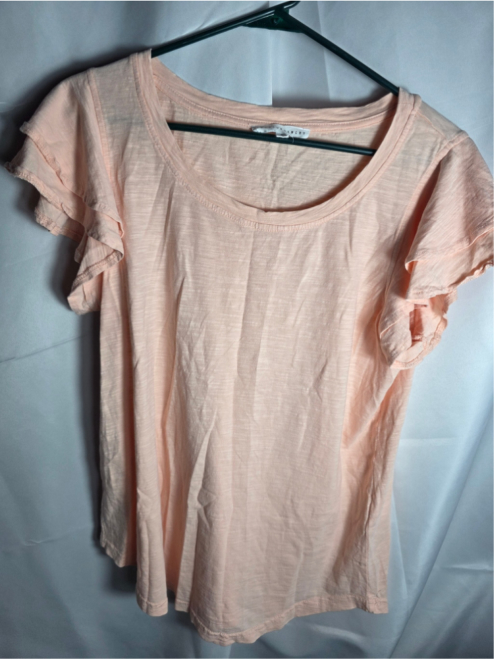Women's Jane & Delancey Short Sleeve Tee Peach light pink Size M ruffles casual